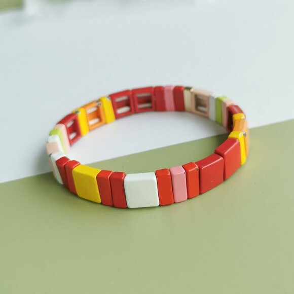 Roxanne Assoulin Rainbow Brite Enamel Stretch Bracelet in Gold - Picture 1 of 4
